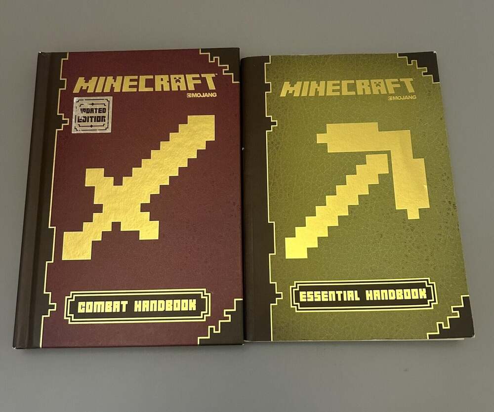 Minecraft Handbooks Set Lot Of 2 Essential & Combat - Mojang Scholastic